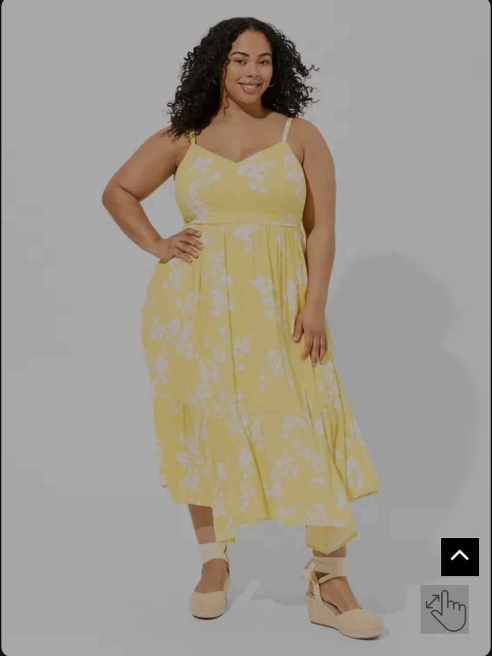 Torrid Yellow Floral V-Neck Midi Dress